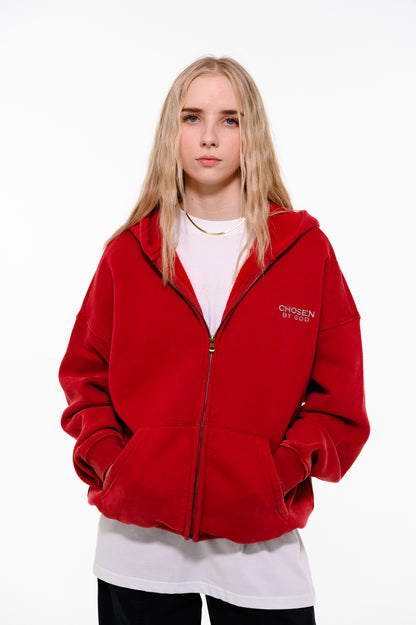 ZIP HOODIE  - RED