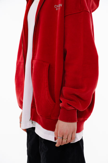 ZIP HOODIE  - RED