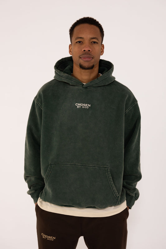 HOODIE WASHED  - DARK GREEN