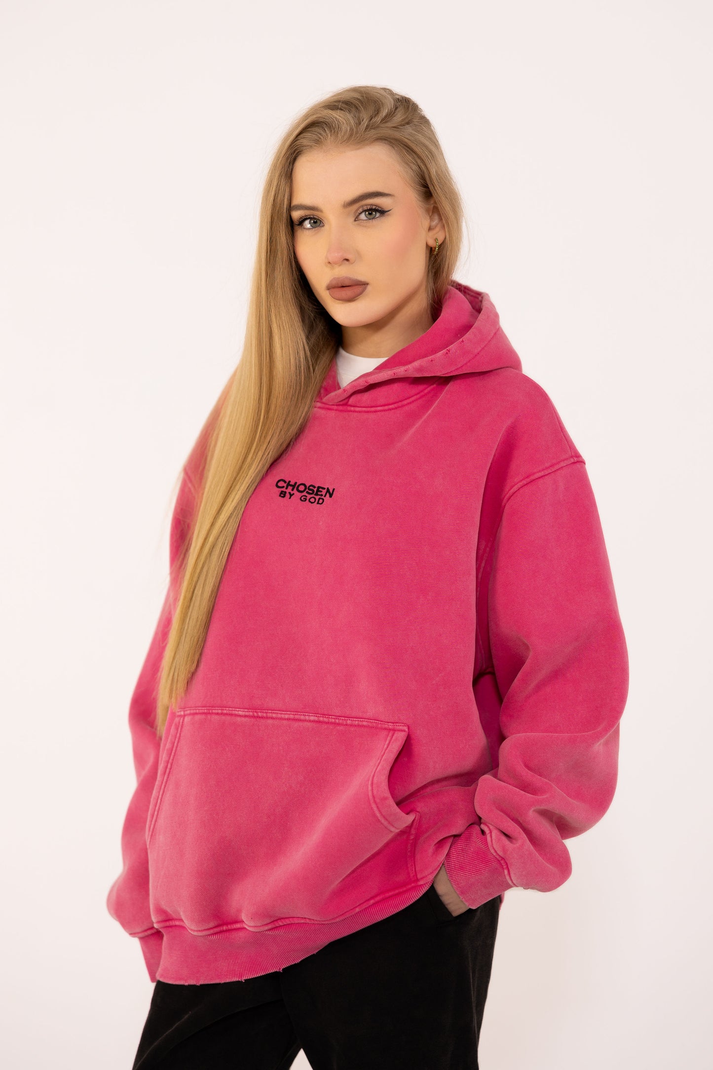 HOODIE WASHED - HOT PINK