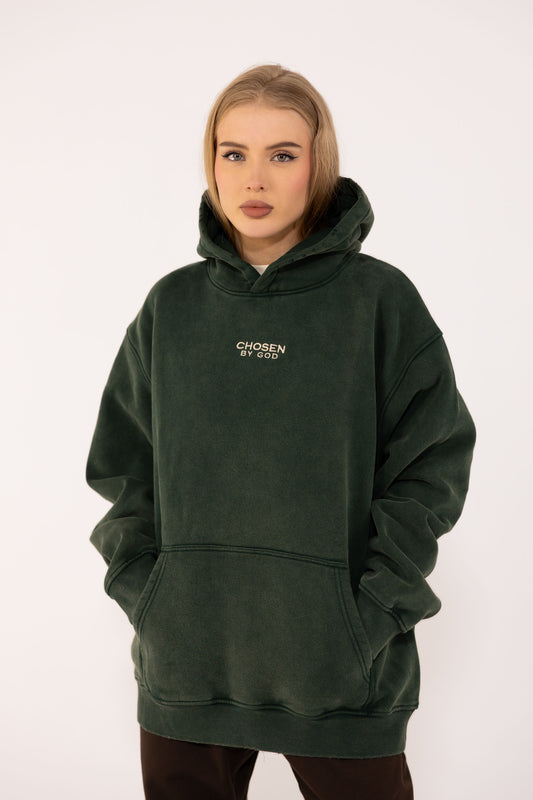 HOODIE WASHED - DARK GREEN